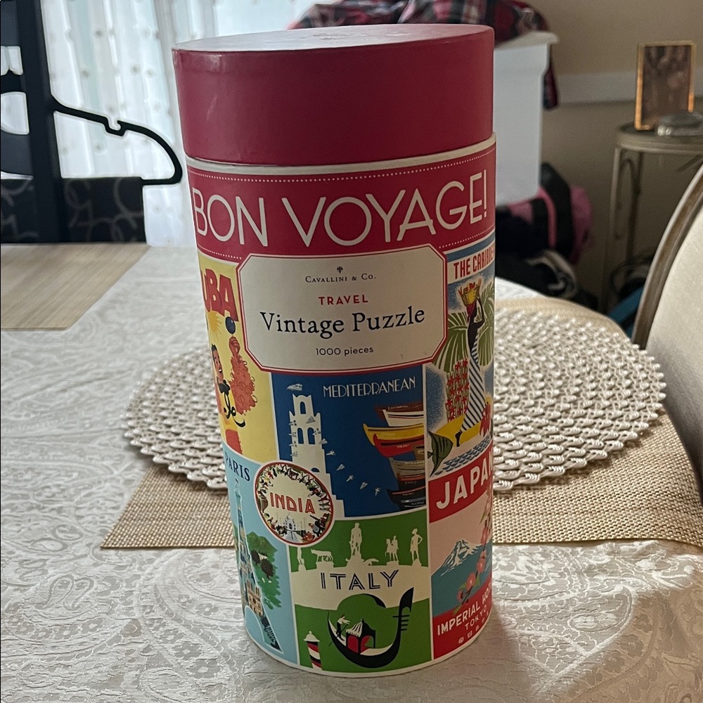 Cavallini & Co. Bon Voyage Travel Vintage Puzzle 1000 Piece EUC! All pieces here